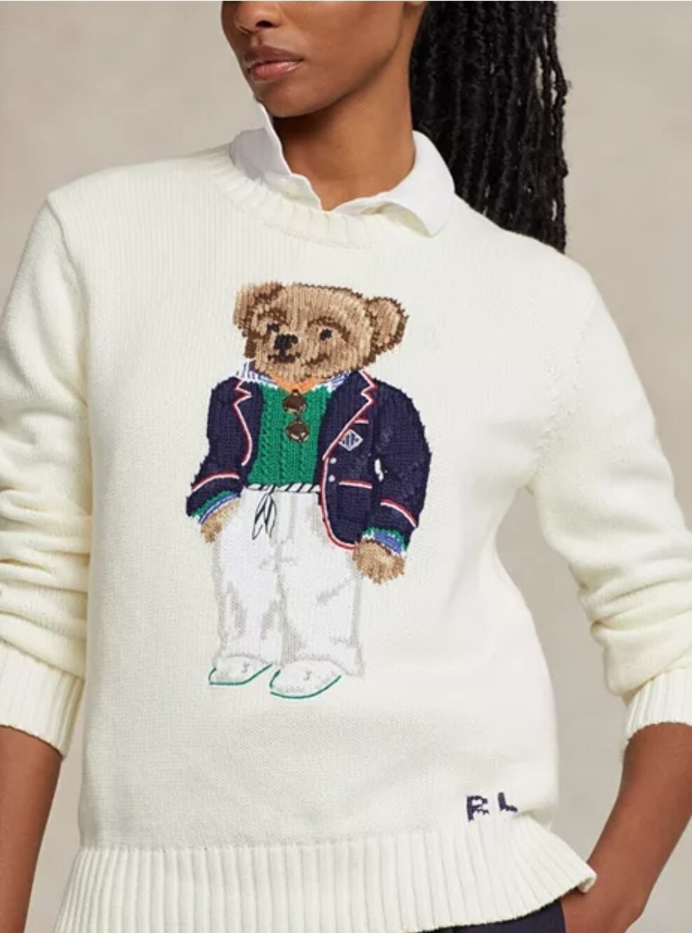 🐻 Polo Ralph Lauren Polo Bear Sweater Size Small Cream Knit Preppy Teddy RTR - Picture 3 of 13